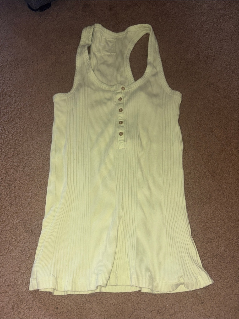 Ribbed Henley Tank Top in Pale Green